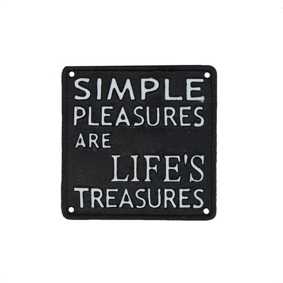 Rustic Cast Iron Simple Pleasures Are Life's Treasures Sign Living Room Wall Art Farmhouse Home Decor