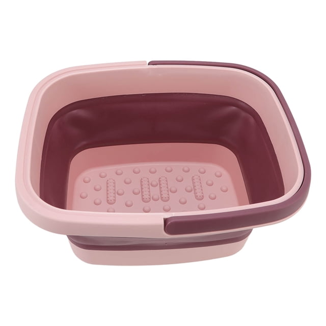 TKSE Baignoire à Pieds Pliable, Baignoire à Pieds Pliable Seau De Bain De Massage des Pieds en Silicone Portable Bassin De Spa pour Les Pieds Domestique(Rose)