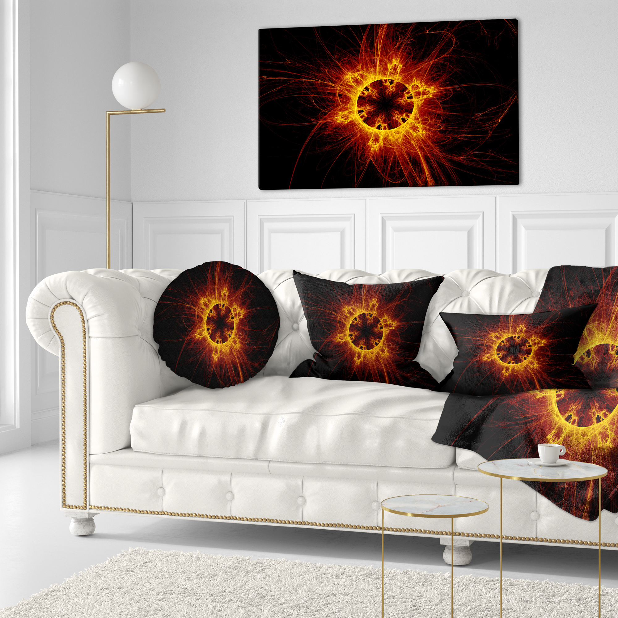 Designart Solar Eclipse Digital Illustration - Abstract Throw Pillow - 12x20