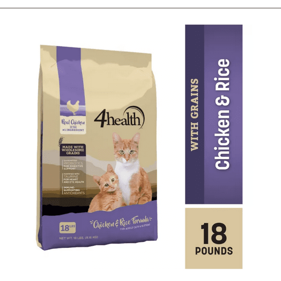 4health with Wholesome Grains All Life Stages Indoor/Outdoor Chicken and Rice Formula Dry Cat Food 18 lb