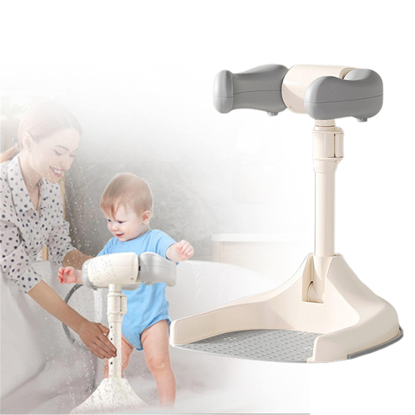 LMTODLFG Adjustable Height Baby Shower Stand with Anti-Slip Base,Bath Shower Standing Support Baby Bath Stand,Portable Bath Helper Baby,Free Mother Hands