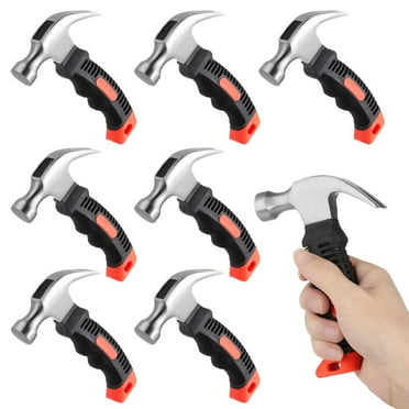 8 Pieces Small Hammer 12 Ounce Mini Hammer for Kids Women Men, Lightweight Melt Claw Hammers Bulk with Hardware Nails for Hanging Pictures Crafts Tent Ki