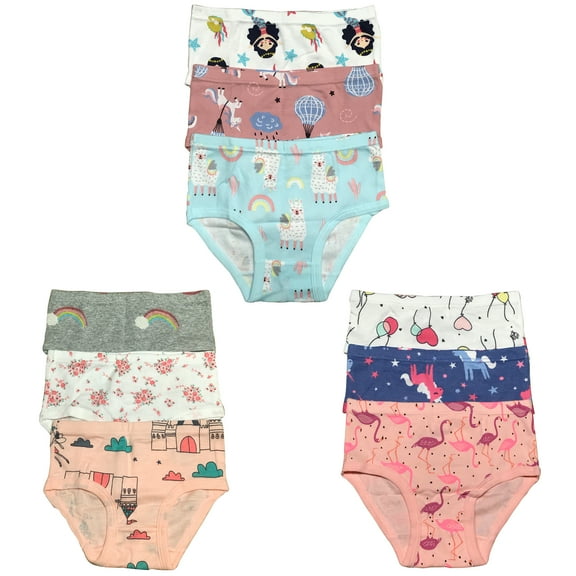B&Q 9-Pack Toddler Little Girls' Cotton Briefs | Sizes 2T-7T: Stylish and Cozy Wear for Adorable Comfort
