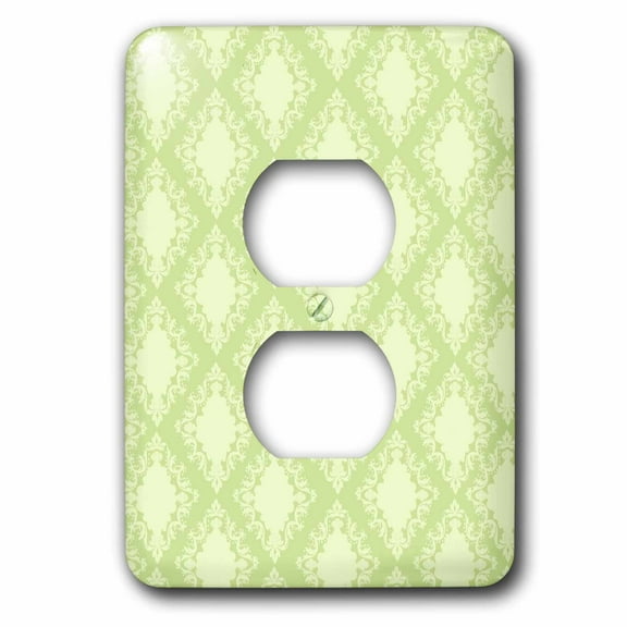 3dRose, Chic Mint Green Damask, 2 plug outlet cover