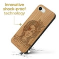 thumbnail image 3 of Case Yard Wooden Case Outside Soft TPU Silicone, Slim Fit Shockproof Wood Protective Phone Cover for Girls Boys Men and Women, Supports Wireless Charging Skillful Sailor Design case for iPhone-SE, 3 of 7