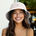thumbnail image 3 of Dalix Lil Smile Cotton Bucket Hat Lightweight Outdoor Travel Beach Everyday Womens in Parchment White M Medium, 3 of 5