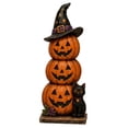 thumbnail image 2 of ShaoXinWan Halloween Ghost Pumpkin House Wooden Tabletop Ornament, 2D Spliceable Decor Sign, Festive Accent for Dining Table Cabinet Bookshelf Decor, 2 of 5
