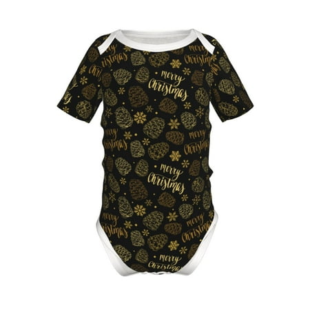 

Junzan Gold Pinecone Merry Christmas Print Short-Sleeve Baby Climbing Clothes Bodysuits for Infant One-Piece for Baby Boys & Girls Baby Clothes Baby Romper with Snap Closure-12 Months