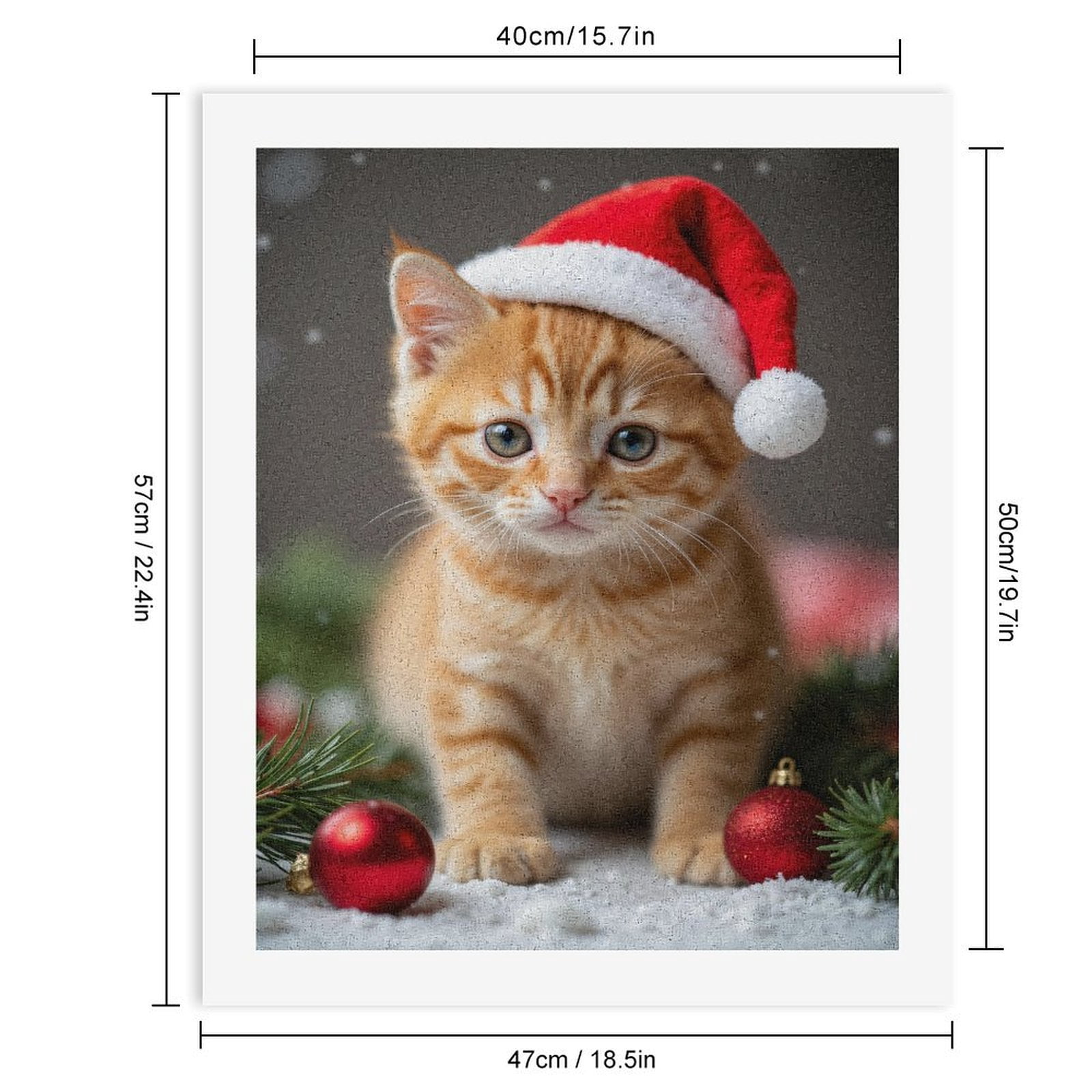 Paint By Numbers Kit for Adults Beginner - DIY Orange Kitten Santa Hat Holiday Canvas Painting Kits for Adults, Frameless Paint By Number for Adults for Home Wall Decor 16x20 Inch