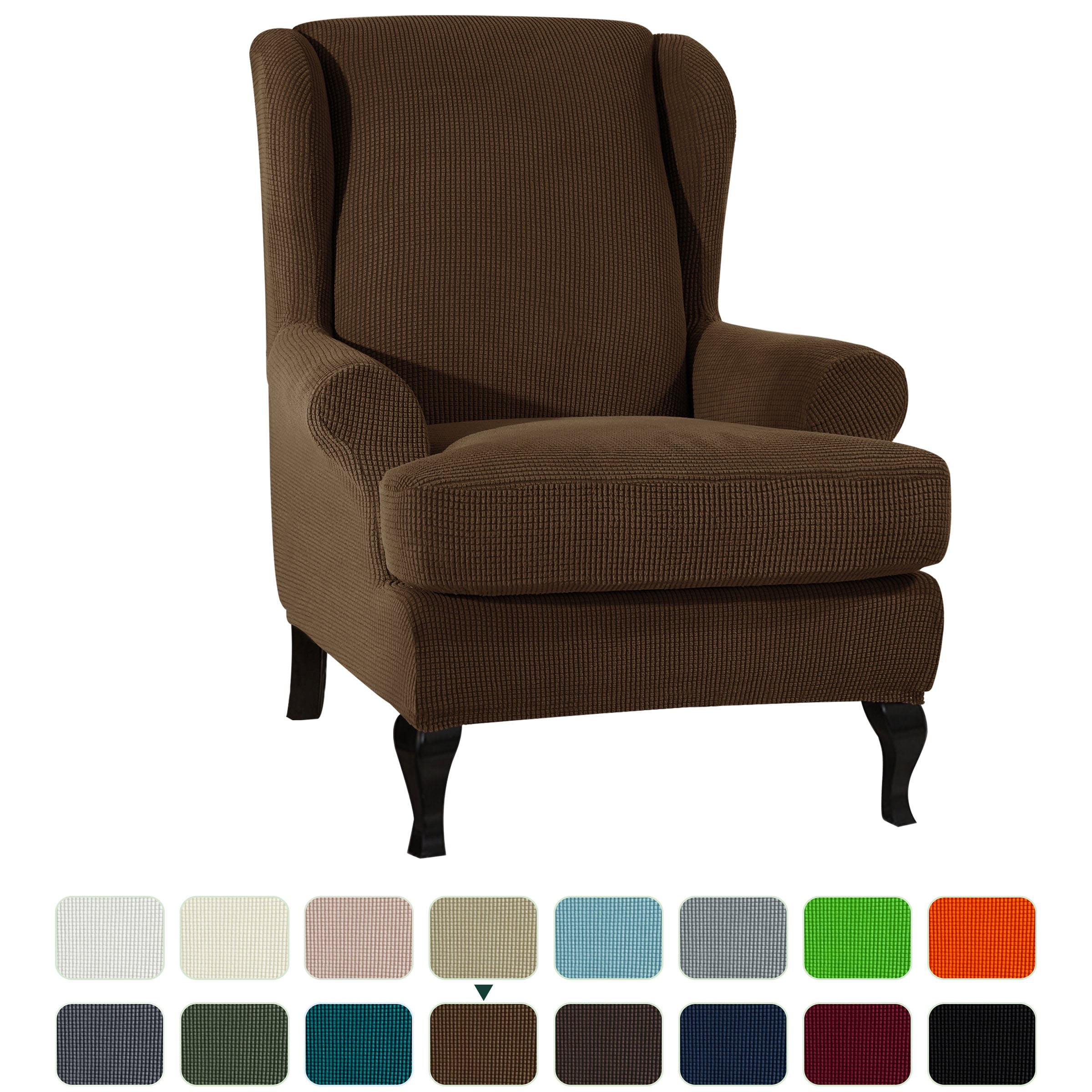 Details about   Velvet Wingback Chair Cover Arm Chair Protector Seat Covers Slipcovers Decor