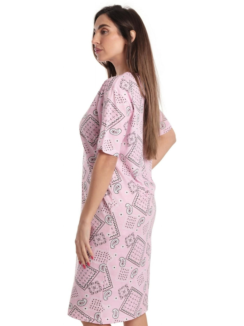 just love short sleeve nightgown sleep dress for women sleepwear Just Love Short Sleeve Nightgown Sleep Dress for Women Sleepwear (Patchwork Bandana
