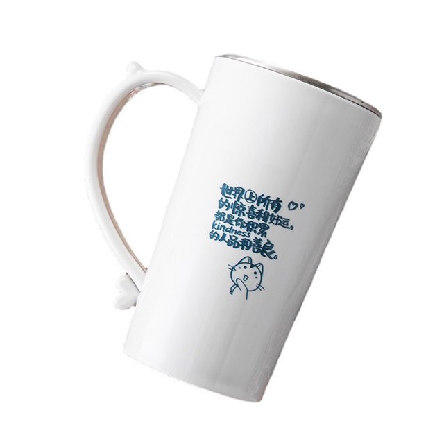 Naiovety Taza de bebida de acero inoxidable para el hogar, bebida de viaje, té de la leche, bebida, agua, café, taza con asa, reutilizable, lavable Teteras Gris Naiovety HA081642-01