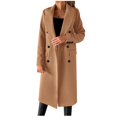 thumbnail image 1 of Manteau Caban Double pour Femmes Long Élégant Uni Hiver Mode Léger Transition Col à Revers Veste Décontractée, 1 of 6