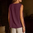 thumbnail image 5 of New Women’s Button down Vest Cotton Linen V Neck Sleeveless Shirts Casual Loose Summer Casual Jacket Waistcoat Wine XL, 5 of 6