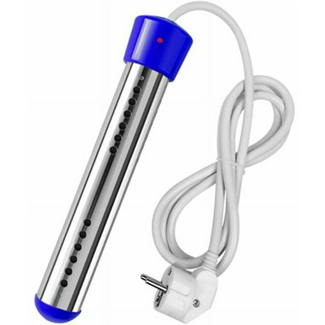 Calentador de agua eléctrico de 2000 W, caldera de inmersión en agua caliente, taza de inmersión instantánea, Macine, calefacción portátil para piscina, enchufe europeo portátil plateado (azul)