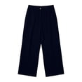 thumbnail image 6 of Plus Size Women's Cotton Linen Wide Leg Pants with Pockets, High Waisted Elastic Waist, Loose Fit Trousers for Summer Casual Commuting, Womens Pants | UKHCCC,Navy 2XL, 6 of 9