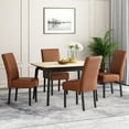 thumbnail image 2 of Noble House Braydon Faux Leather Upholstered T-Stitch Dining Chairs, Set of 4, Cognac Brown and Espresso, 2 of 8