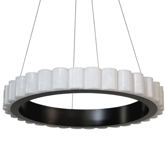 Dainolite 30W Matte Black Chandelier w/ Faux Alabaster Acrylic