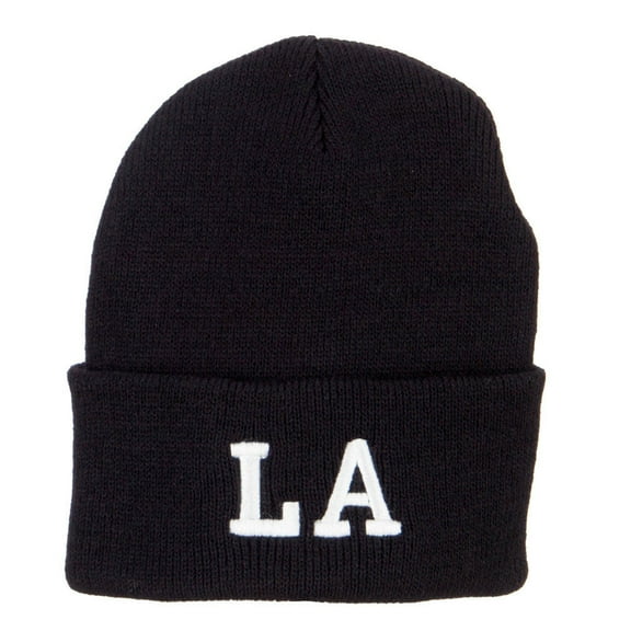 LA Louisiana State Embroidered Long Beanie - Black OSFM