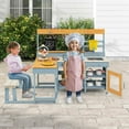 thumbnail image 2 of Costway Mud Kitchen with Kids Picnic Table Built-in Bench Blackboard Water Box Sink, 2 of 10