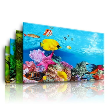 Ludlz Aquarium Background Sticker,3D Double-Sided Adhesive Wallpaper Fish Tank Decorative Pictures Underwater Backdrop Image Decor