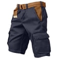 thumbnail image 2 of Nestiefly Mens Cargo Shorts Elastic Waist Cotton Shorts Relaxed Fit Casual Summer Hiking Shorts with Multi Pockets Dark Blue 3XL, 2 of 5