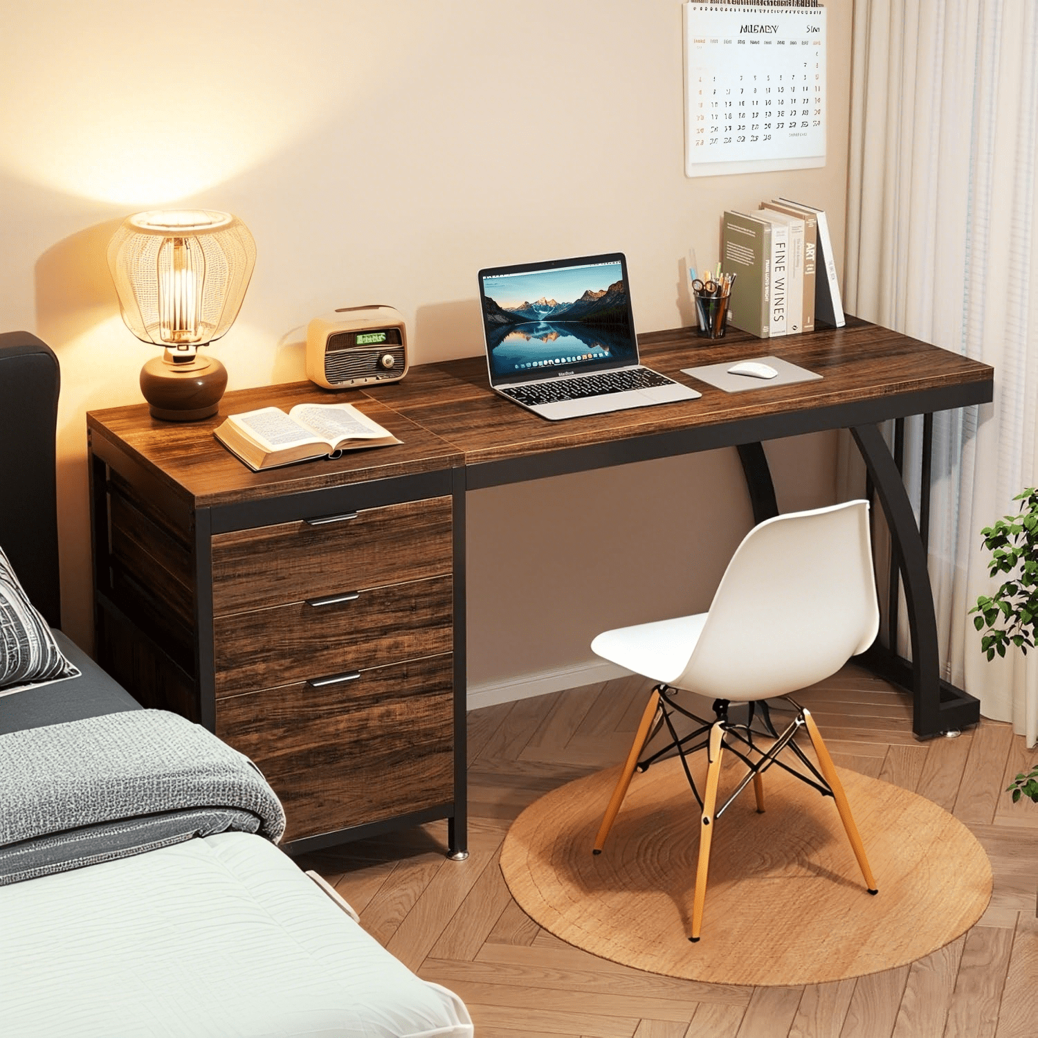 Tribesigns Computer Desk with 3 Drawers, 59-Inch PC Desk with Reversible Drawers, Industrial Study Writing Table Workstation with File Storage for Home Office, Rustic Brown