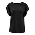thumbnail image 5 of SNKSDGM Women's Plus Casual Easter Shirt Womens Tops Long Sleeve Petite Women Fashion Solid Sleeve Round Neck Base Shirt Short Sleeve T Shirt Top T Shirts for Women Cotton, 5 of 5