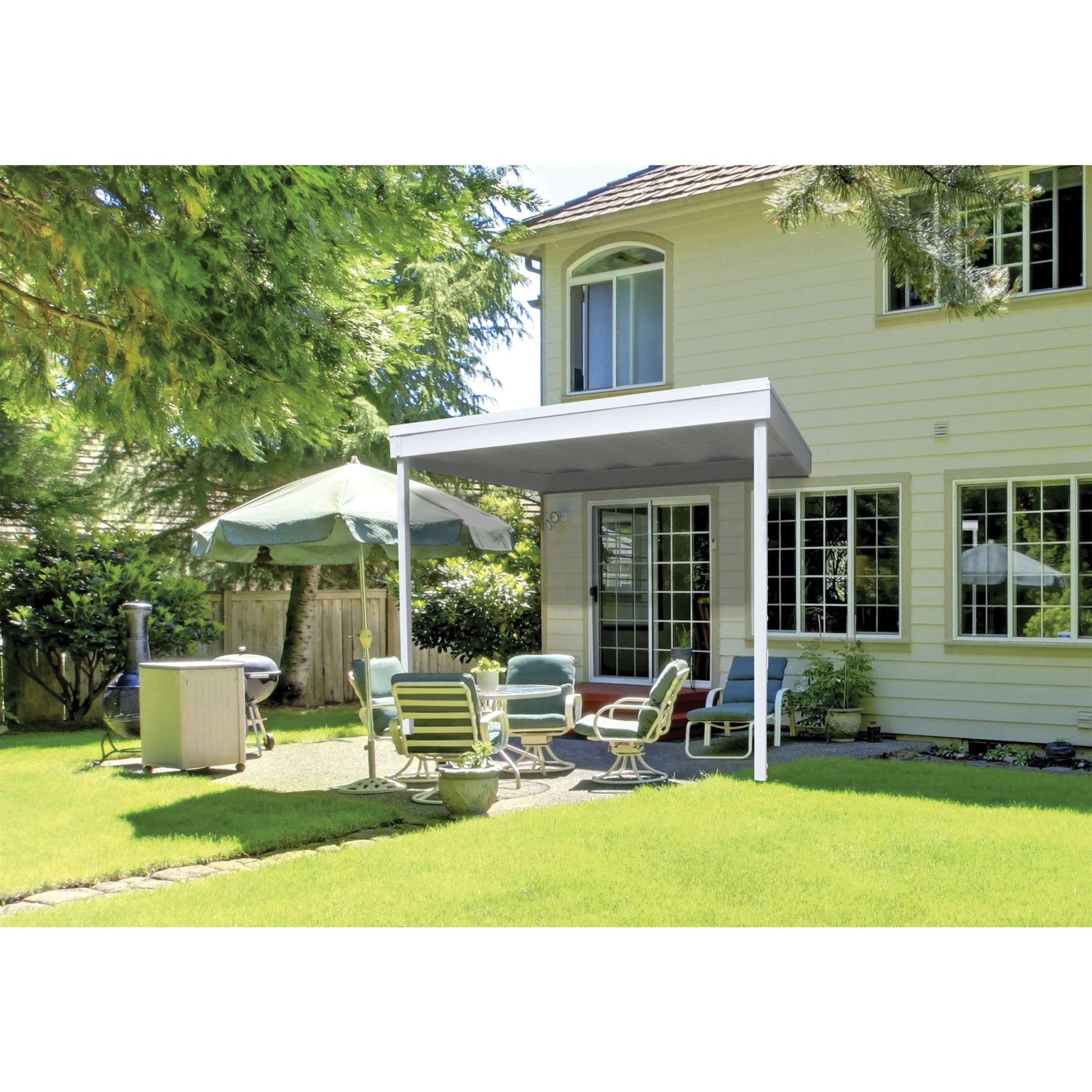 Arrow 10 x 10 x 9 ft Cool Grey Attached Carport/Patio Cover