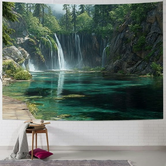 BCIIG Waterfall Lake Forest Tapestry Wall Hanging Home Decor 40x30inch