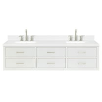 Ariel W072dcqrvo Hutton 72" Wall Mounted Double Basin Vanity Set - White / Carrara White