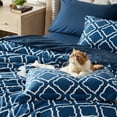 thumbnail image 5 of U by Bedsure King Comforter Set 7 Pieces - Navy Blue Quatrefoil Comforters King Size, Lightweight Bedding Sets for All Season, Bed in a Bag with Comforters, Sheets, Pillowcases & Shams, 5 of 7