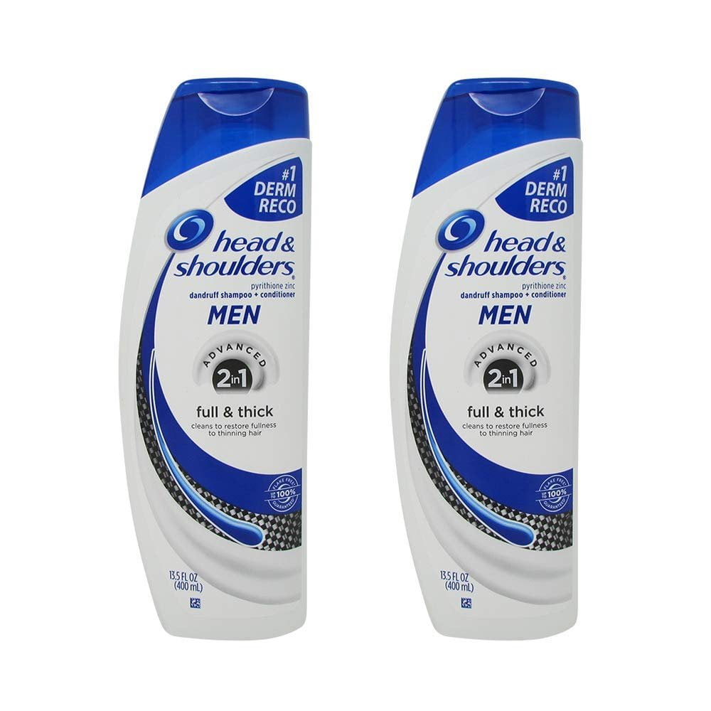 Head & Shoulders Full & Thick Moisturizing & Dandruff Relief 2 in 1 Shampoo Plus Conditioner, Green Apple Scent, 13.5 fl oz, 2 Piece