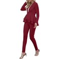 thumbnail image 6 of Women's Two Piece Peplum Blazer and Pants Set – Elegant White Business Casual Outfit for Work, Office, and Formal Events, 6 of 7