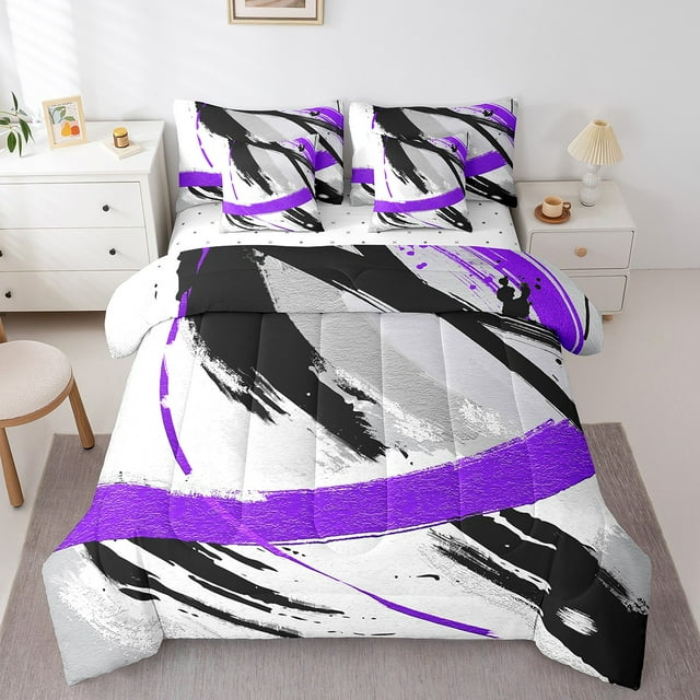 YST, Gradient Abstract, Comforter Set, 7-Piece, Ombre Graffiti, Queen Size
