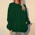thumbnail image 5 of HNMKIU Women's Pocket Detail Oversized Long Length Round Neck Pullover Sweatshirt Top Green，M, 5 of 8