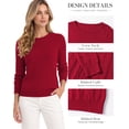 thumbnail image 4 of QUALFORT Women’s Cable Knit Sweater, Crew Neck Lightweight Long Sleeve Pullover, Red, Size L, 4 of 7