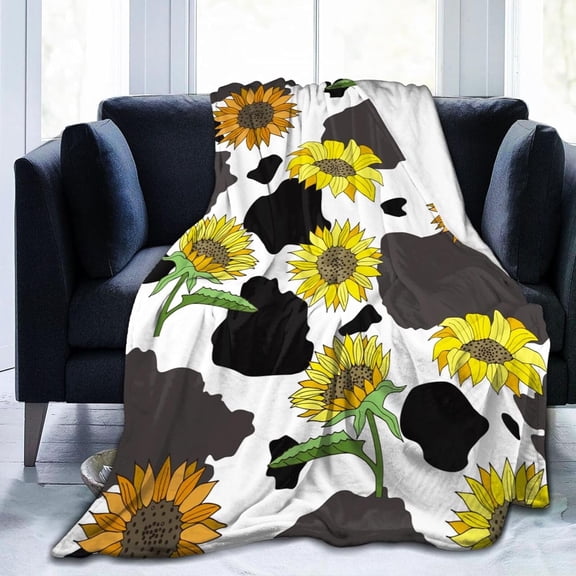 Sunflower Cute Floral Blanket, Soft Blankets Flannel Bed Throw Cozy Lightweight Plush Gifts for Women Men Boys Girls Sofa Couch Bedroom Living Rooms Warm All Season, Home Decor, 60"x50"