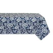 Nautical Blue Floral Print Outdoor Tablecloth, 60x84