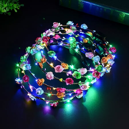 

AURORA TRADE LED Flower Headband Light Up Flower Crown Garland Headband Luminous Floral Headpiece for Women Girls Hair Accessories Birthday Wedding Festival Party