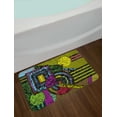 thumbnail image 2 of Abstract Bath Mat, Grunge Pattern with Murky Trippy Geometric Figures Dynamic Circle Illustration, Non-Slip Plush Mat Bathroom Kitchen Laundry Room Decor, 29.5 X 17.5 Inches, Multicolor, Ambesonne, 2 of 2