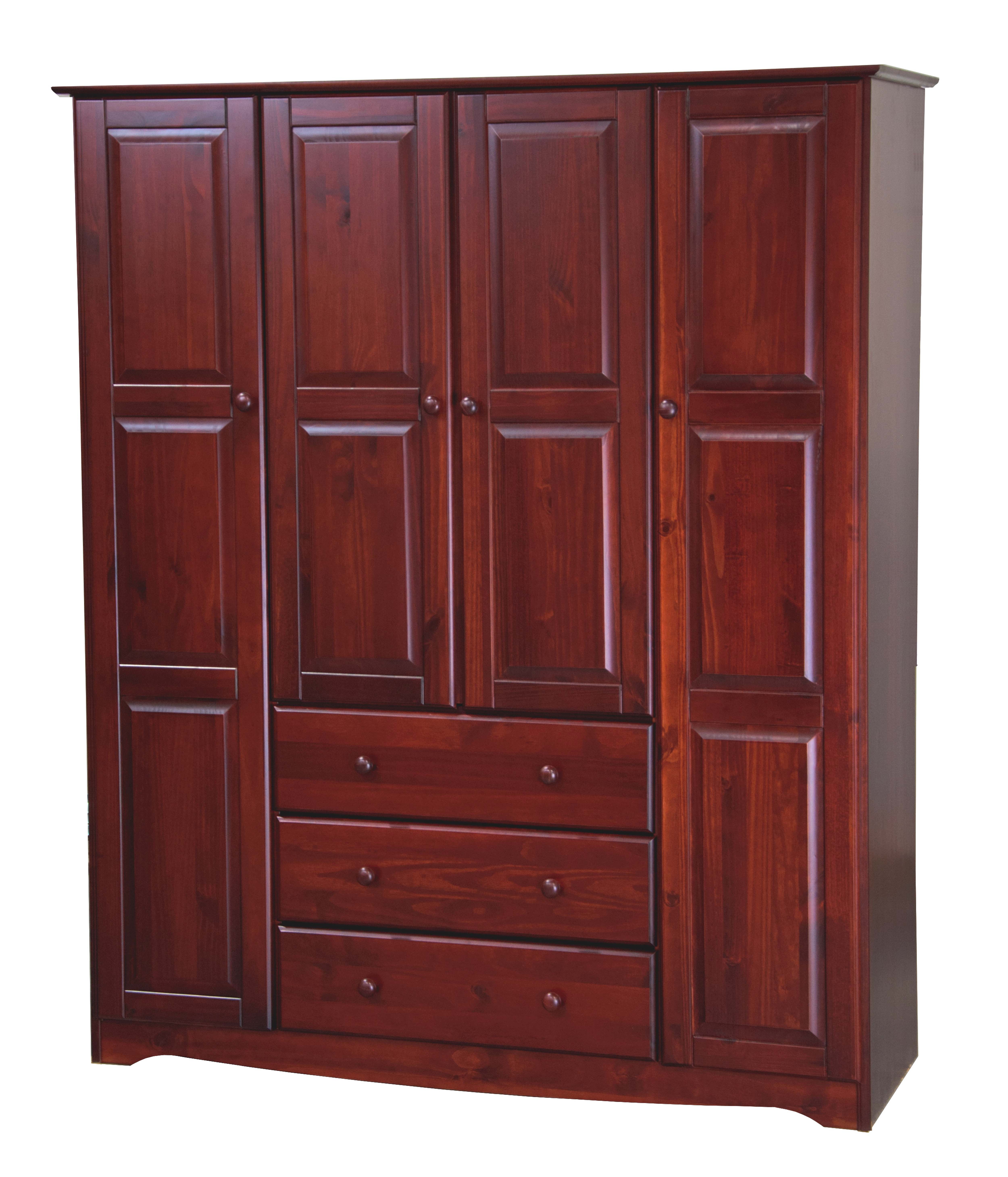 100 Solid Wood  Family Wardrobe  5962 by Palace Imports Mahogany Color 