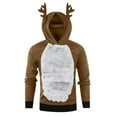 thumbnail image 5 of Lcziwo Men's Fashion Hoodies Sweatshirts Xmas Reindeer Antlers Hooded Sherpa Fuzzy Cozy Patchwork Pullover Tops Coffee,M, 5 of 8