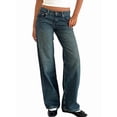 thumbnail image 2 of Women Baggy Jeans Mid-Low Waist Boyfriend Streetwear Vintage Jeans Wide Leg Denim Pants Water-Washed Blue XL, 2 of 9