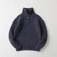 thumbnail image 2 of Povozer Boys Quarter Zip Cable Knit Sweater Kids Fall Mock Neck Pullover Clothes(Dark Blue,12-13 Years), 2 of 6