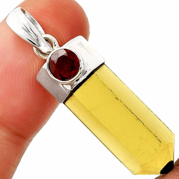 Point - Cognac Quartz & Black Onyx 925 Sterling Silver Pendant Jewelry P-1107 SDP149027