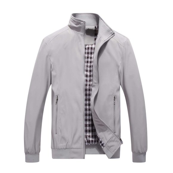 Chaqueta deportiva Augper con cremallera completa para hombre, cuello alto, sudadera informal de manga larga con bolsillo