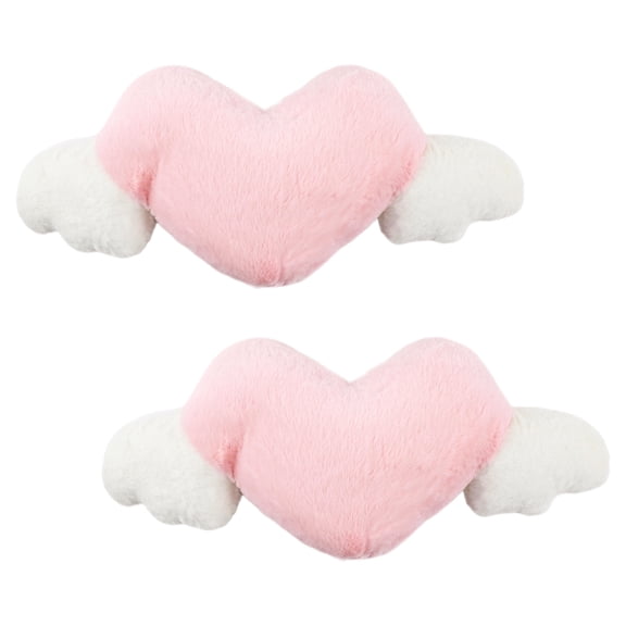 2 pack Pink Heart Angel Wings Car Headrest Pillow, Soft Neck Support, Kawaii Car Accessories for Travel/Office/Home, Mother's Day Gift