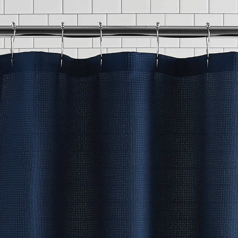 Navy Blue Fabric Shower Curtain 72 X, Mainstays Waffle Fabric Shower Curtain