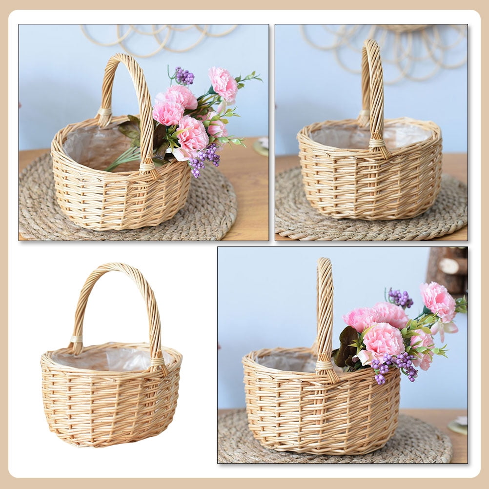 WEAVILUX multi-function picking basket Woven Basket Rattan present Home Owners Easter Celebration 1Pcs